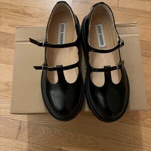 LOTTI Black Leather Mary Jane Loafer-- Steve Madden